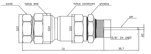 wymiary złącza 5/8 MO-QR540 wymiary złącza 5/8 MO-QR540